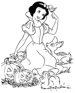 白雪公主与小动物们简笔画图片