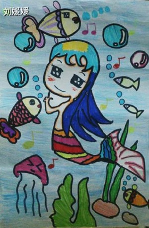 水彩画-美人鱼公主