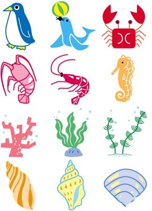 幼儿彩色海洋生物简笔画图片