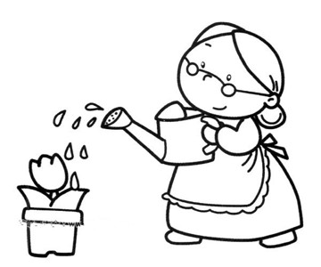 奶奶在浇花