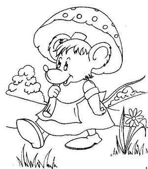 小老鼠躲在蘑菇下面避雨简笔画