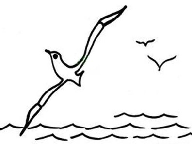 幼儿风景简笔画图片：大海上的海鸥