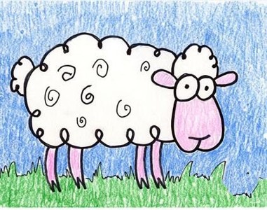 可爱的小绵羊动物彩铅画作品欣赏