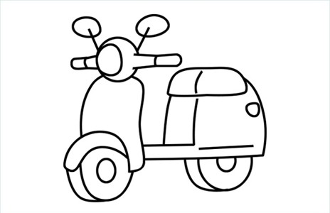踏板摩托车简笔画的画法和步骤