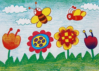 水彩画-采蜜的蜜蜂