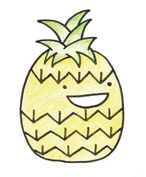 儿童可爱的涂色菠萝简笔画图片