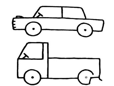 小轿车卡车的简笔画图片