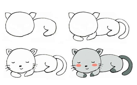 可爱的小猫简笔画画法步骤