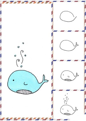 幼儿鲸鱼简笔画图片