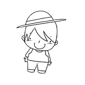 人物简笔画：戴帽子的男孩