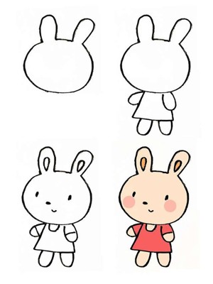 卡通兔子的彩色画法步骤