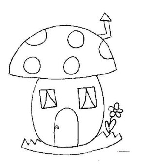 儿童蘑菇房子简笔画