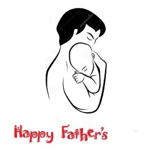 父亲节主题简笔画图片：爸爸抱着孩子
