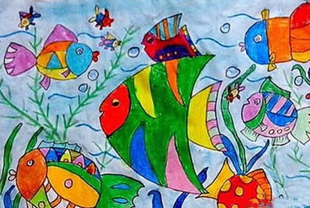 美丽海底世界的鱼儿童画