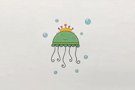 可爱的卡通水母简笔画