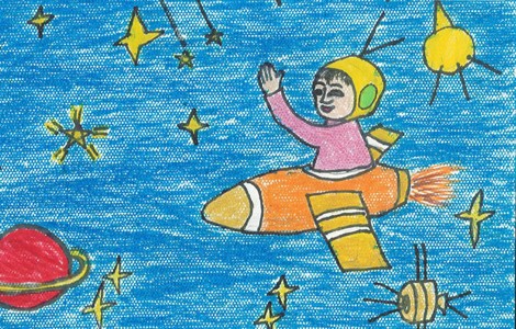 儿童画获奖作品欣赏：遨游太空