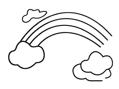 幼儿空中的彩虹云朵简笔画图片