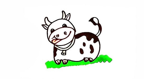 奶牛简笔画画法步骤教程