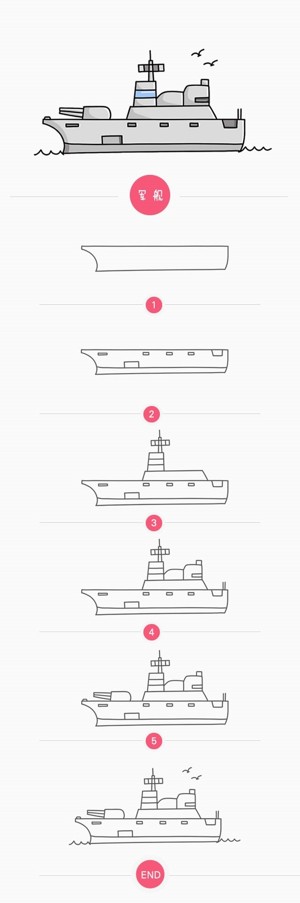 中国巡洋舰简笔画图片