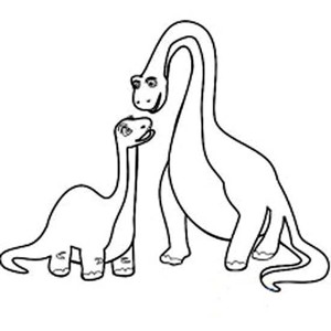 小朋友恐龙简笔画图片：一对恐龙母子