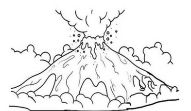 火山喷发怎么画简笔画