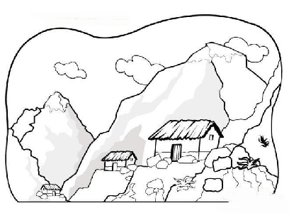大山上的房子简笔画