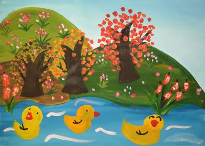 数字油画-快乐的小鸭