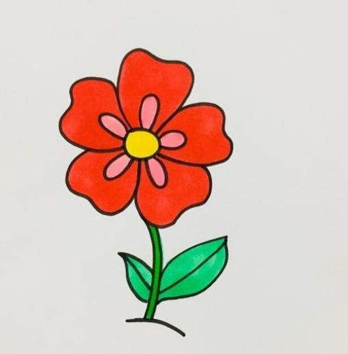 红色的小花简笔画图片