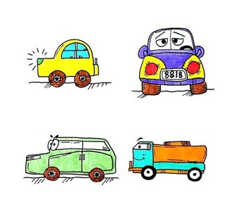 4款汽车的彩色简笔画