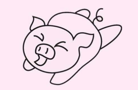 可爱小猪简笔画图片大全彩色简单画法