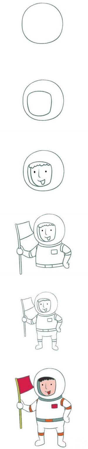 一步一步绘画宇航员简笔画