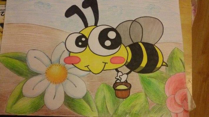 勤劳的小蜜蜂绘画图片