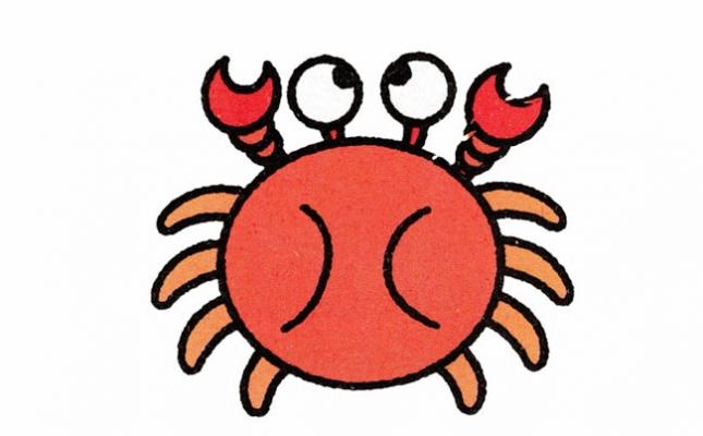 带颜色的螃蟹简笔画步骤教程(螃蟹简笔画图片)