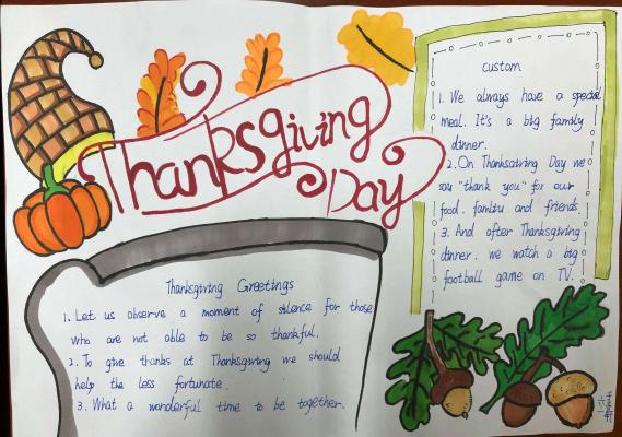 六年级感恩节英语手抄报图片