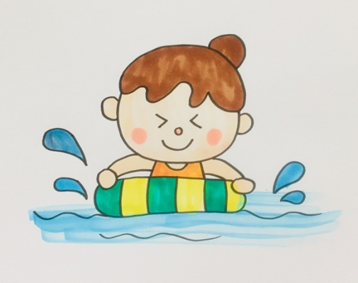 带颜色的儿童游泳简笔画怎么画（儿童游泳简笔画图片）