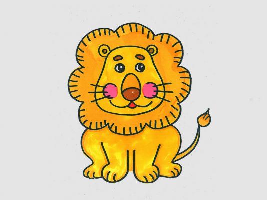 可爱小狮子水彩笔儿童画