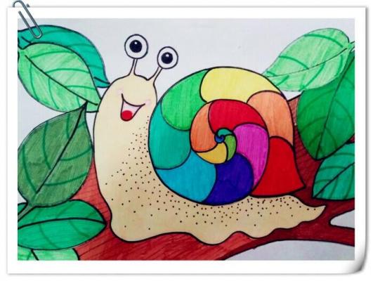 漂亮的蜗牛儿童画图片