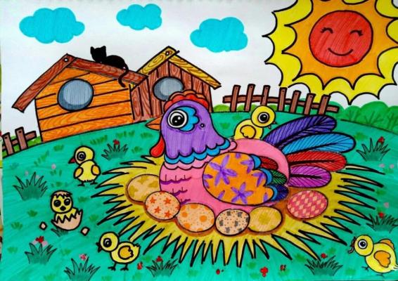 儿童画生蛋的动物图片