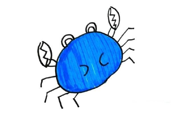 螃蟹简笔画图片大全（4款蓝色螃蟹简笔画怎么画）