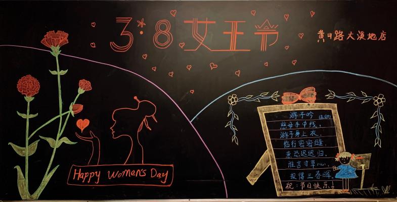 3.8女王节店铺宣传黑板报简单图片