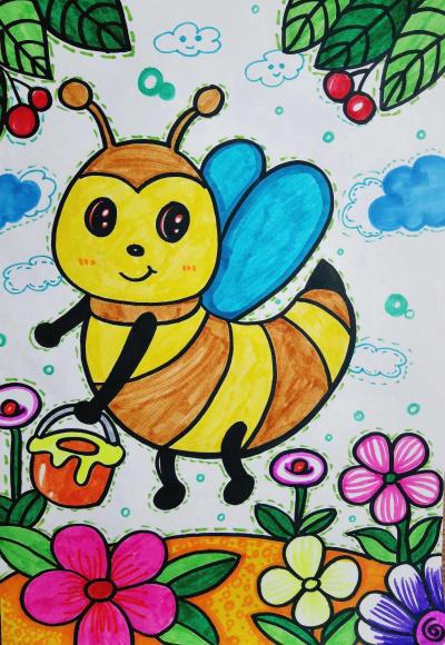 勤劳的小蜜蜂儿童画