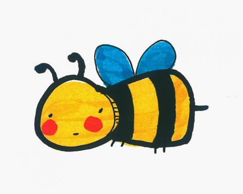 可爱的蜜蜂儿童画图片（简单的蜜蜂水彩画）