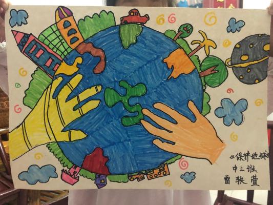 以“保护地球”为主题的儿童画图片（4.22世界地球日儿童画）
