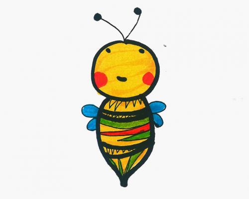 带颜色可爱的蜜蜂简笔画怎么画（蜜蜂简笔画图片）