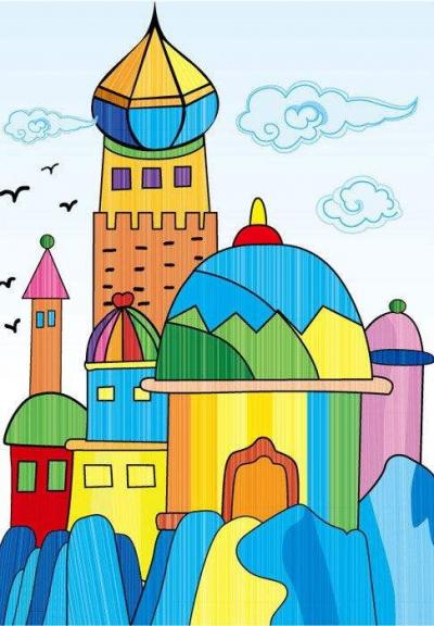 彩色的城堡图片儿童画