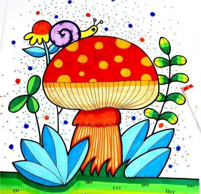 漂亮的蘑菇线描画图片