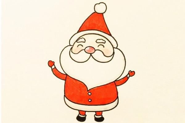 带颜色的可爱圣诞老人简笔画图片