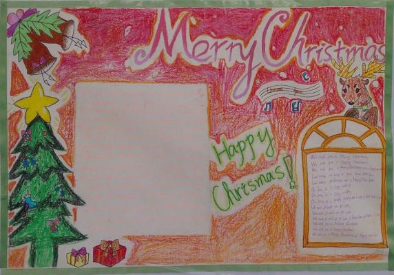 圣诞节蜡笔绘画手抄报版面设计图无内容
