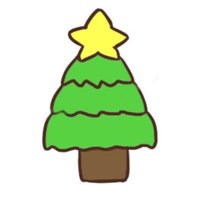 带颜色的圣诞树简笔画怎么画（超级简单的圣诞树简笔画图片）